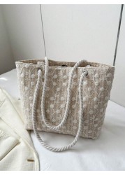 1 Pc Commuter Bag Straw Bag Shoulder Bag Beach Bag Portable Zipper Closure Design Suitable For Wedding Parties Holidays Holiday Activities Entertainment Afternoon Tea Seaside Vacation Dates And Other