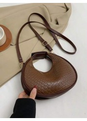 European American Fashion New Women Shoulder Bag Versatile PU Casual Handbag Elegant Shoulder Bag Personality Tote Bag Adjustable Strap Zipper Closure Can Hold Phone Simple Cosmetics Suitable For Ladi