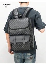 saroxi Men s Fashion Backpack Casual Dual Shoulder Backpack Korean Printed Wear Resistant Waterproof Large Capacity Travel Laptop Hiking Bag Zipper Suitable For Commute PU Black Floral Pattern Gift Fo