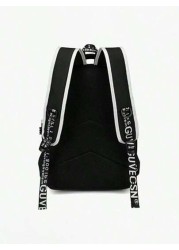 Luminous Cartoon Astronaut Backpack Minimalist Lightweight Oxford Cloth Large Capacity Computer Bag Adjustable Travel Campus Backpack All Webbing Randomly Printed Anime School Supplies