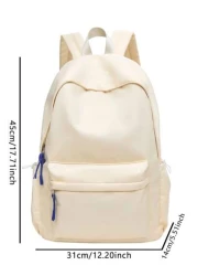 1pc Black Blue Zipper Stylish Backpack Everyday School Bag