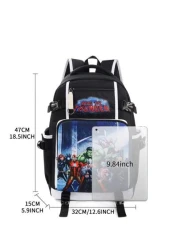 Marvel Print Backpack Minimalist Letter Design Oxford Cloth Large Capacity Laptop Bag Travel Bag School Backpack With Adjustable Straps And Multiple Compartments Suitable For Students Summer
