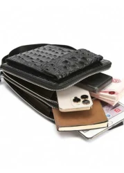 European American Fashion Crocodile Pattern Waist Bag New Men Crocodile Texture Personalized Crossbody Chest Bag Shoulder Bag