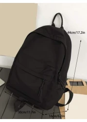 Men Knot Decor Water Resistant Backpack Schoolbag For Travel College School Casual Backpack Solid Color Black Backpack For Sport Lightweight With Adjustable Strap Christmas Winter Travel Zipper Laptop