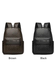 Large Capacity Printed Casual Backpack Fashion PU Leather Business Laptop School Bag