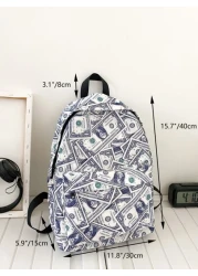 Men Dollar Print Casual School Bags Schoolbag School Backpack For School Daypack Laptop Bag Computer Bag Book Bag Rucksack Shoulder Bag Travel Bag Sport Bag College Bag Backpack Winter Christmas Gifts