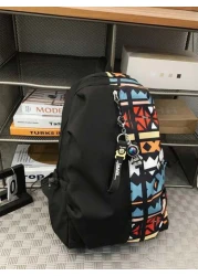 Casual Large Capacity Backpack Fashionable Graffiti Nylon Messenger Bag For School Student Umbrella Water Bottle Tablet Books Travel Including Pendant Suitable For Halloween Anime School Supplies