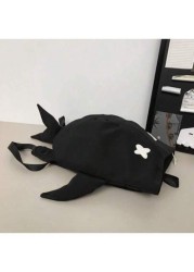 1pc Black Nylon Shark Shape Creative Cartoon Men s Backpack Large Capacity Student Schoolbag Cute Fashionable Personalized Novelty Fits Phones Tablets Books Water Bottles Adjustable Straps Suitable Fo