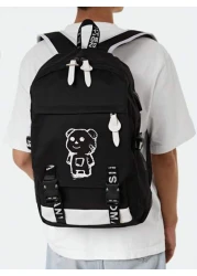 15 Inch Men Cartoon Bear Graphic School Bag School Bags Schoolbag School Backpack For School Daypack Laptop Bag Computer Bag Book Bag Rucksack Shoulder Bag Travel Bag Sport Bag College Bag Business Ou