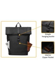 1pc Men s Backpack New Fashion Roll Top Flap Double Strap Backpack Large Capacity Business Casual Sports Outdoor Travel Waterproof Nylon Solid Color Music Festival Gift