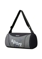 Casual Color Block Cylindrical Sports Sling Bag Leisure Letter Graphic Cylindrical Sports Gym Bag Portable Zipper Lightweight Travel Handbag Fashionable For Daily Use Large Capacity Luggage Bag Workou