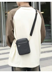 حقيبة كتف/متقاطعة صغيرة مربعة مصنوعة من جلد البولي يوريثان الأسود بطراز رجعي, حقيبة متعددة الوظائف للجامعة ول