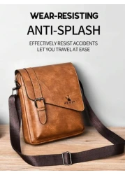 1 حقيبة كتف/عبر الجسم/خصر/يدوية محمولة للرجال، من مادة PU مقاومة للماء، متعددة الجيوب سعة كبيرة، حزام كتف قابل ل