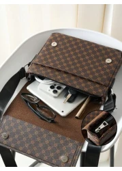 Flip Top Shoulder Bag European American Fashion Crossbody Bag Horizontal Large Capacity Business Casual Laptop Messenger Bag Floral Backpack