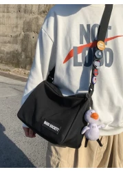 Men s Casual Versatile Water Proof Nylon Material Cartoon Pendant With Shoulder Diagonal Shoulder Bag And Complimentary Badge Crossbody Bag Sling Bag For Holiday Summer Multi Functional School Bag Stu