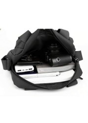 Water Proof Multifunctional Shoulder Crossbody Bag Simple Business Handbag Large Capacity Square Shaped Bag Sling Vacation School Summer Carry On Nylon Business Casual Black Personalized Gifts Dad Hus