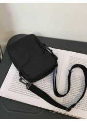 1 حقيبة كتف صغيرة أحادية اللون من القماش الأكسفورد، حقيبة جانبية عصرية بسيطة، مناسبة للاستخدام اليومي