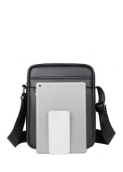 saroxi 1pc Men s PU Leather Square Shoulder Bag Casual Crossbody Bag With Side Pocket Summer Casual Messenger Bag Versatile Scratch Resistant For Commuting Simple Style Black Bag Gift For Boyfriend Hu