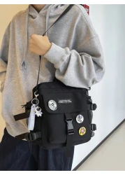 High School Students Multifunctional Sling Bag Shoulder Bag Casual Bag Men Letter Graphic Square Bag Schoolbag For Travel College Outdoor Sports Commute Multiple Pockets Messenger Bag Sling Bag Christ