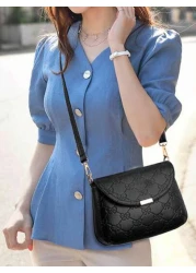 حقيبة بسعة كبيرة نسائية، نسيج فاخر، حقيبة كروسبودي أنثوية ذات كتف واحد [ السحب عشوائي]