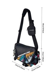 Waterproof Nylon Crossbody Bag With Adjustable Strap For Men Women Unisex Multifunctional Black Shoulder Bag With Large Capacity For Work Travel Camping Beach Holiday Vacation Travel Essentials For Hi