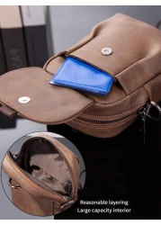 حقيبة هاتف جديدة للرجال، حقيبة رسول بسيطة من الجلد على الكتف على الطراز الكوري، حقيبة خصر صغيرة عصرية للخارج،