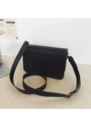 حقيبة رسول عادية للجنسين، حقيبة كتف بطراز بريطاني عصري، حقيبة يد صغيرة مربعة ذات لون واحد وإغلاق بغطاء، متعدد