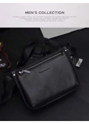 Men s Genuine Leather Shoulder Bag Horizontal Korean Style Business Casual Top Grain Leather Messenger Crossbody Bag