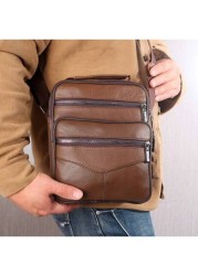 Top Grain Leather New Business Men s Messenger Bag Multi Layer High Capacity Lightweight Suitable For Commuting Travel Shopping Soft Texture Wear Resistant Waterproof