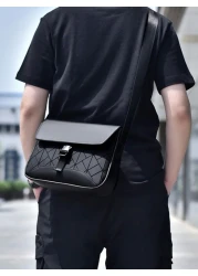 Men s Shoulder Bag Lattice Shoulder Bag Coin Purse Casual Commuter Bag Multi Compartment Mobile Phone Coin Purse Commuter Bag Messenger Bag Large Capacity Suitable For Travel PU Material Crossbody Bag
