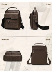 NEWHEY حقيبة كتف رجالية ، حقيبة جلد PU متقاطعة جديدة ، حقيبة يد رأسية جلد PU رجعية محمولة ، حقيبة كتف للعمل ، هدية عي