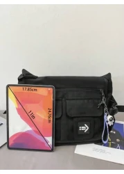 High School Students Multifunctional Sling Bag Shoulder Bag Casual Bag Letter Patch Messenger Bag For Travel College School Outdoor Sports Crossbody Bag Side Bag Lightweight With Adjustable Strap Nylo