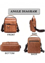 Men s Handbag Men s Shoulder Bag Retro PU Leather Vertical Hand Business Casual Bag Schoolbag