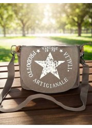 Pentagram Crossbody Bag Tassel Zipper Design Retro Classic Men Shoulder Bag Suitable For Hiking Commuting Travel School Sling Bag
