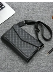 حقيبة كتف مربعة كلاسيكية للرجال، حقيبة جلدية مستعارة عبر الجسم، حقيبة رسول صغيرة مناسبة للطلاب والآباء كهدية