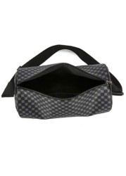 Fashionable PU Checkerboard Print Bucket Bag Unisex Portable Shoulder Messenger Bag Suitable For Work Shopping Travel Father s Day Gift Party Etc