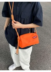 حقيبة كاجوال رجالية للكتف مائلة، من النايلون الأخضر، قابلة للتعديل، بطراز شوارع، بدون طباعة، يمكن غسلها بالي