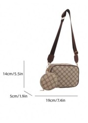 Mini Square Bag Geometric Pattern With Coin Purse PU For Daily Life