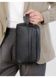 New Men s PU Leather Business Casual Clutch Bag Large Capacity Fashion Versatile Wristlet Suitable For Shopping Short Distance Travel