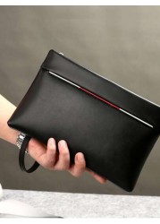 حقيبة كلاتش للرجال ذات سعة كبيرة للأعمال والاستخدام اليومي ، مناسبة لالهاتف المحمول والعملات بلون أسود، حقيب