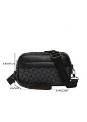 Black Fashion Business Shoulder Bag For Men PU Leather Messenger Bag Wide Strap Crossbody Bags Square Plaid Designer Male Sling Bags Luxury Bags