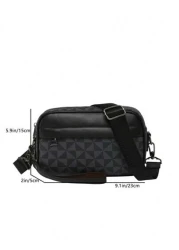 Black Fashion Business Shoulder Bag For Men PU Leather Messenger Bag Wide Strap Crossbody Bags Square Plaid Designer Male Sling Bags Luxury Bags