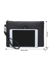 كلتش رجالي بحقيبة قبضة بتصميم مغلف من مادة مقاومة للخدش PU، مناسب للخروج والحفلات والتنقل، به جيوب متعددة، بطر