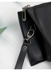 HOVI S Washing Toiletry Bag Men s Handbag For Business Storage Bag Letter Embossed Wristlet Bag Business Clutch Bag Envelope Bag Underarm Bag Square Bag Black Valentines Gift Organizer Purse Men Bag W