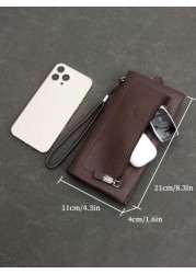 HOVI S Fashionable Minimalist Long Wallet Zipper Wallet Multi Functional Business Portable Multi Card Slots Phone Bag Clutch Purse Young People Coin Purse Card Holder Men Women Wallets Unisex Clutch