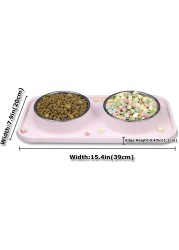 ماهمير® اوعية طعام وماء للقطط، اوعية سيليكون مضادة للانزلاق ومضادة للانسكاب مع حامل، اطباق مياه من الستانلس ستيل قابلة للازالة للقطط والكلاب الصغيرة (لون القرنفل)
)