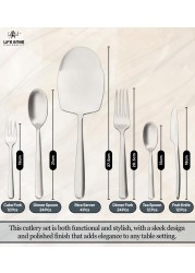 LIFE SMILE Cutlery Set, 18/10 Pure Stainless Steel Flatware Set with Stand, Rust Proof &amp; Fade Proof Dinnerware Set (MATTE SILVER, 88 Pieces)