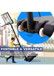 SKY LAND Sports Basketball Hoop Basketball Goal on Wheels Adjustable Height 5 - 10 FT, 44" Backboard For Adults & Kids, Outdoor Basketball Stand, EM-1873