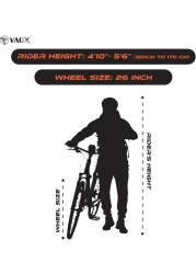 Vaux Titan 26&rdquo; Mountain Bike &ndash; Steel Frame, Front Suspension Fork with Lock, Double Wall Alloy Rims, Front &amp; Rear Disc Brakes, Threadless Headset, Quick Release Seat Post &ndash; MTB Bicycle