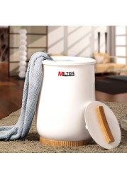 Milton Bucket Style Towel Warmer, Luxury Bucket Towel Warmer, Large Towel Warmer for Bathroom, Auto Shut Off, Fits Up to Two 40&quot;X70&quot; Oversized Towels, Bathrobes, Blankets, PJ&#39;s &amp; More, White, CL1.
